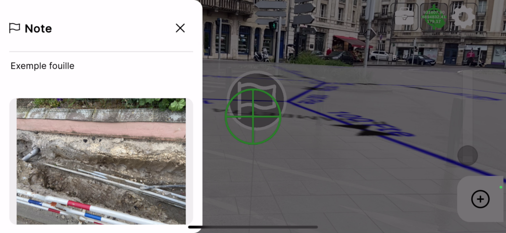 Note géoréféfrencée visible en vue réalité augmentée