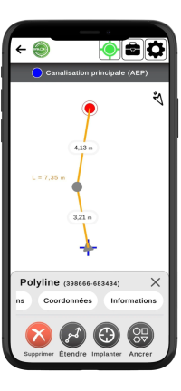EasyField Syslor - Affichage distance segment